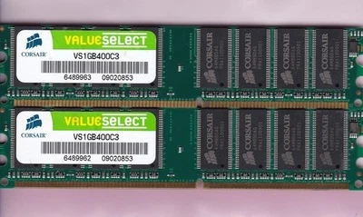 2GB 2x1GB PC3200 DDR-400 CORSAIR VS1GB400C3 VALUE SELECT RAM MEMORY KIT PC-3200 - Image 1 of 4
