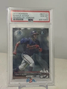 Ronald Acuna 2017 Bowman Chrome 1st Prospects Chrome RC PSA 10 - Picture 1 of 2