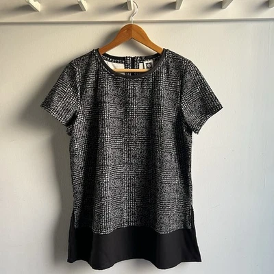 Blusa para mujer Anne Klien talla M mediana negra blanca tejida forrada imitación cuero Foto 1 de 4