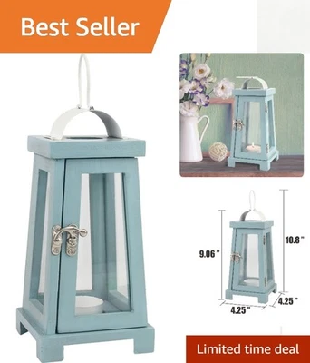 Linterna de vela azul claro artesanal - perfecta para bodas y celebraciones Foto 1 de 4