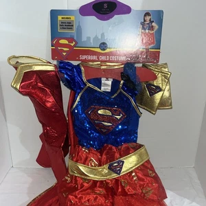 Nuevo Disfraz de Supergirl Niñas Pequeño 4-6 Vestido de Lujo Capa Diadema DC Comics - Imagen 1 de 4