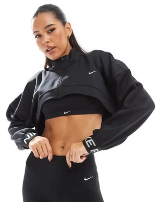NIKE PRO Women's Training cropped fleece black Medium Training Sweatshirt FV8097 - Image 1 of 3