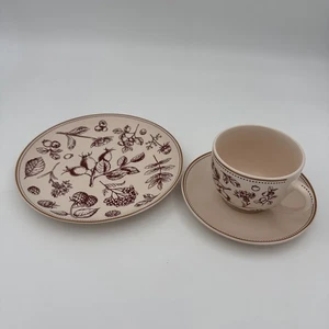 12tlg Kaffeeservice Rubin Garten Teller Untertasse und Tasse - Bild 1 von 7