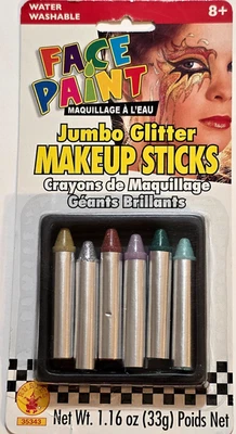 FACE PAINT Jumbo Glitter MAKEUP STICKS - Bright Colors - 6pcs - Image 1 of 2