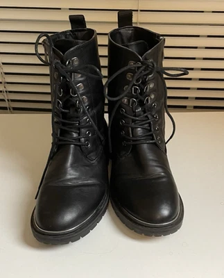 Torrid Womens Metal Heel Cap Mid Calf Black Lace Up Combat Boots Size 7.5 - Image 1 of 4