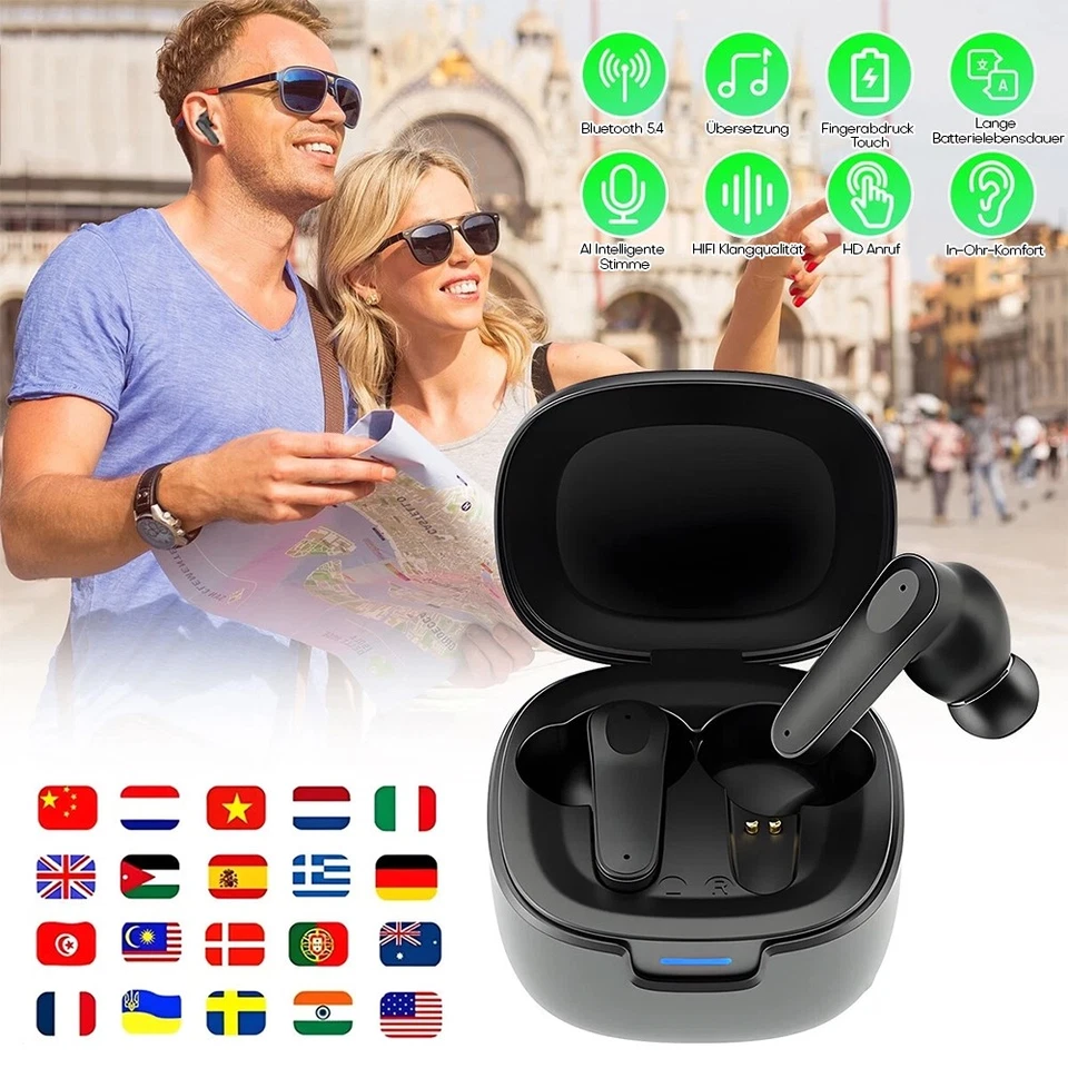 SELECTID AI Übersetzer Kopfhörer Bluetooth Echtzeit Übersetzer Ohrhörer mit 144 Sprachen