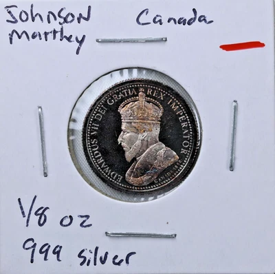 Canada Beaver Castor Johnson Matthey 1/8 Oz 999 FINE Silver Round - Image 1 of 4