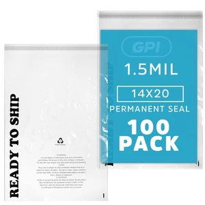 - 100 bolsas de polietileno transparentes auto selladas de 14" X 20" - 1,5 mil cáscara extra grande y... - Imagen 1 de 8