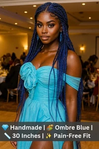 Handgefertigte geflochtene Lace Perücke | Ombre Blau | exotische Farben | Neu mit Etikett | lang & wunderschön - Bild 1 von 24