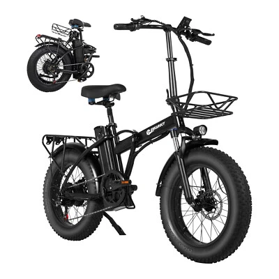 750W Folding Electric Bike 20" Fat Tire Bike 48V Battery 7 Speed 30MPH for Adult - Image 1 of 4