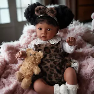 Lifelike Black Reborn Baby Dolls, 20 Inch Realistic Black Girl Newborn Real Life - Picture 1 of 12