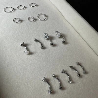 15 Piezas Anillos para Nariz y Cejas Curvas Oreja Barra Labial Anillos para Ombligo Piercing Joyería Foto 1 de 4