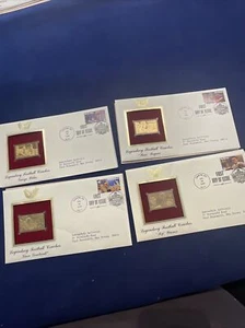 Estampillas réplica de oro 22k ~ Juego de 4 entrenadores de fútbol Lombardi, Warner, Bryant - Imagen 1 de 9