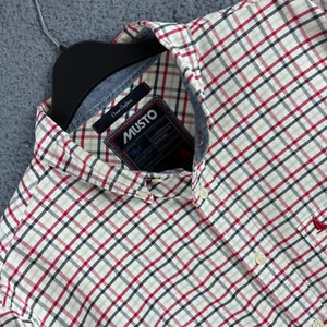 Musto Shirt Mens XL White Red Check Heavy Twill Chore Hacking Shooting Sailing - Picture 1 of 9