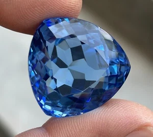 72.00 Ct Natural Trillion Cut Rich Blue Tanzanite Translucent Certified Gemstone - Picture 1 of 5