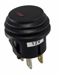 Wasserdichte Kfz-Druckschalter 12V 20A, roter punkt LED, Snap-in 20 mm, EIN/AUS - Bild 1 von 6
