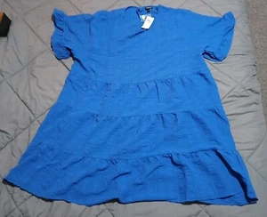 Torrid Size 2X 18-20 Babydoll Blue Textured Woven Dress - Picture 1 of 3