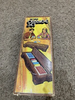 Vtg Old World Cribbage Set In Original Box, Pleasantime Games, No. 755 - Image 1 of 4
