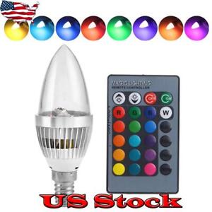 E12 E14 RGB Remote Control Candelabra LED Bulb Color Changing Candle Light Lamp
