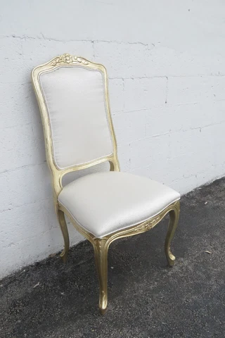 French Painted Carved High Back Desk Vanity Chair 3788 Cover