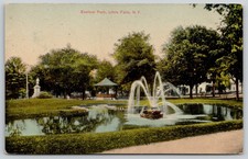 Little Falls New York~Eastern Park~Fountain Pond~Gazebo~Soldier Monument~c1910