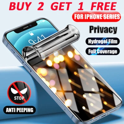 Anti Peeping Spy Hydrogel Screen Protector For iPhone 15 14 13 12 11 Pro Max - Image 1 of 4