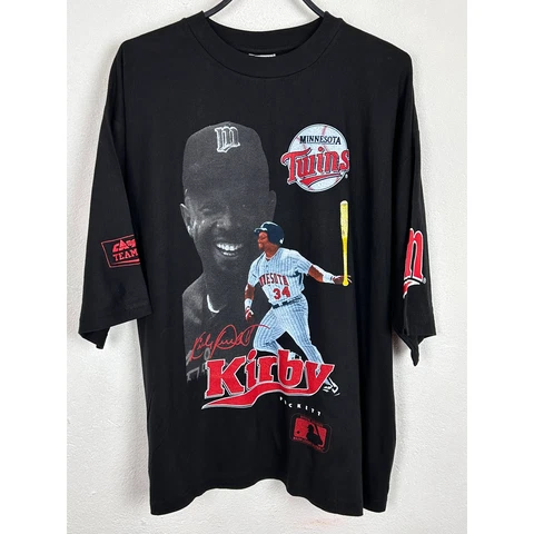90s Vintage Minnesota Twins Kirby Puckett MLB Campri Single Stitch T-Shirt Cover