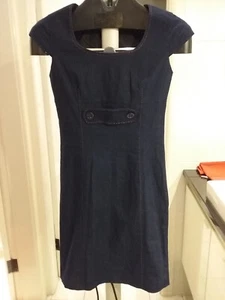 PORTS INTERNATIONAL cotton elastene indigo dress, straight sheath, US4/AU8 immac - Picture 1 of 9