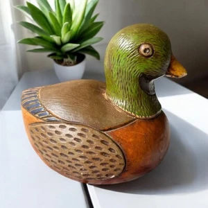 Vintage Hand Painted Mallard Greenhead Duck Decor - Picture 1 of 9