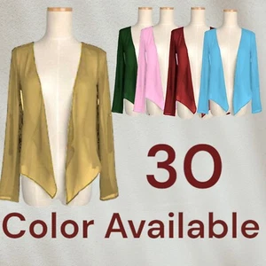 Chiffon Bolero Shrug Cardigan Sleeve Open Front Top Sheer Short Shrug C49 - Picture 1 of 36