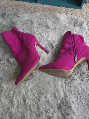 Jessica Simpson Womens 8M Fuchsia Pink Zip Up High Heel Booties  - Image 1 of 3