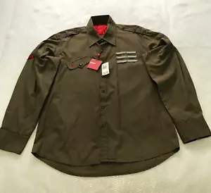 Report Collection Mens RC Marine Shirt Size L Olive Long Sleeve Button NWT - Picture 1 of 12