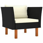 Tidyard Patio Sofa Chair With  White Cushion Black Poly Rattan  Sofa K2z7