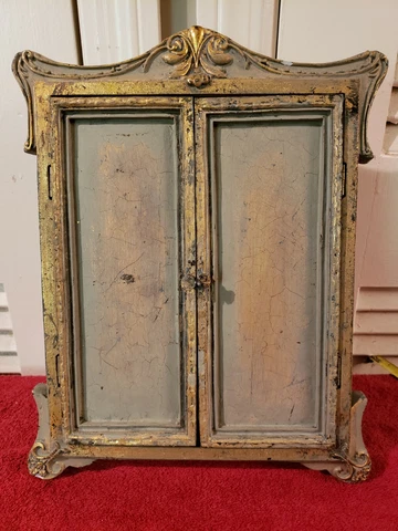 Antique Wood Look Framed Window Mirror With Doors Cover