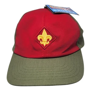 Boy Scout Official Uniform Hat Green Red Adjustable Snapback Ball Cap sz med/lg - Picture 1 of 8