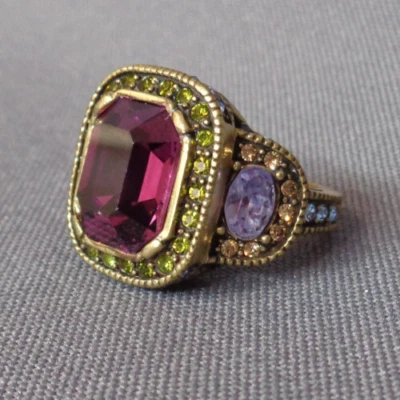 Anillo de cóctel de diseñador Heidi Daus imitación cristal amatista princesa rosa púrpura 6 Foto 1 de 4