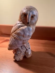 Wooden Barn owl, owl gift, Barn owl sculpture, owl figurine, owl carvings, bird - Picture 1 of 4