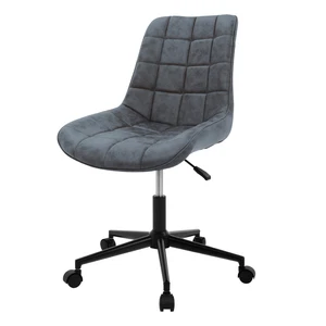 Silla de oficina antracita asiento imitación cuero sillón giratorio y regulable - Imagen 1 de 7