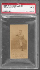 1887 N172 Old Judge OWEN PATTON Des Moines Hands at chin, Lft foot in a PSA 5 EX