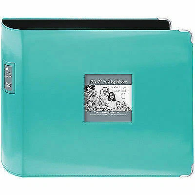 Pioneer Sewn Leatherette 3-ring Binder 12 X12 -bright Blue
