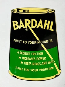 Calcomanía adhesiva original vintage BARDAHL diseño de lata de aceite de motor cónico raro SIN USAR - Imagen 1 de 3