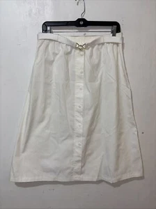 Vtg 80s Take 1 Skirt Women Medium White A-Line Belted Button Front Midi See Note - Picture 1 of 8