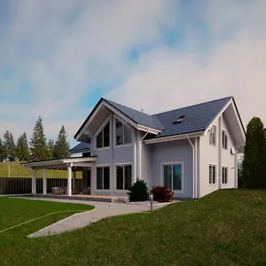 PREFAB LOG CABIN HOME KIT NATURAL WOOD 2045 ft² / 190 m² - DISCOUNT CARD 3% off - Picture 1 of 20