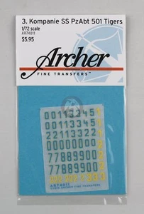 Archer 1/72 3./s. SS-Pz.Abt.501 Marcature torretta (Tiger II) (Blu/Giallo) AR74011 - Foto 1 di 1