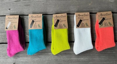 Amelia's Organic Socks Size 4-10 Slightly Imperfect New w/Tags, USA Made - Image 1 of 4