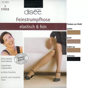 FEIN & ELASTISCH - 2 Feinstrumpfhosen, transparent-20den, div.Fbn.+Gr. *disee* - Bild 1 von 1