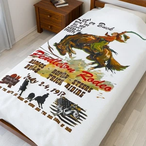 Pendleton Rodeo Let Er Buck 1917 Kunst Plüsch weiche Decke luxuriöse Westernkunst - Bild 1 von 13