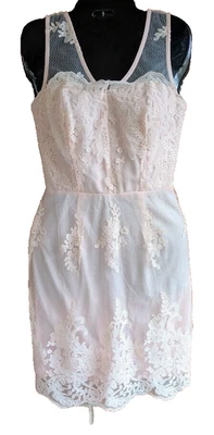 Mystic Los Angeles Dress S Embroidered Sheer Mesh Overlay Coquette Dainty Fairy - Image 1 of 4