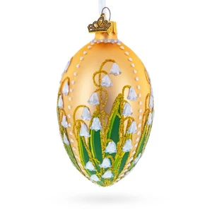 Maiglöckchen auf Rosegold Ei Glas Ornament 4 cm - Bild 1 von 5