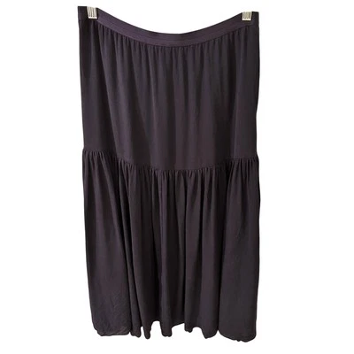 Винтажная шелковая темно-синяя многоярусная юбка миди Vanessa Bruno Paris, размер 40 - Изображение 1 из 4